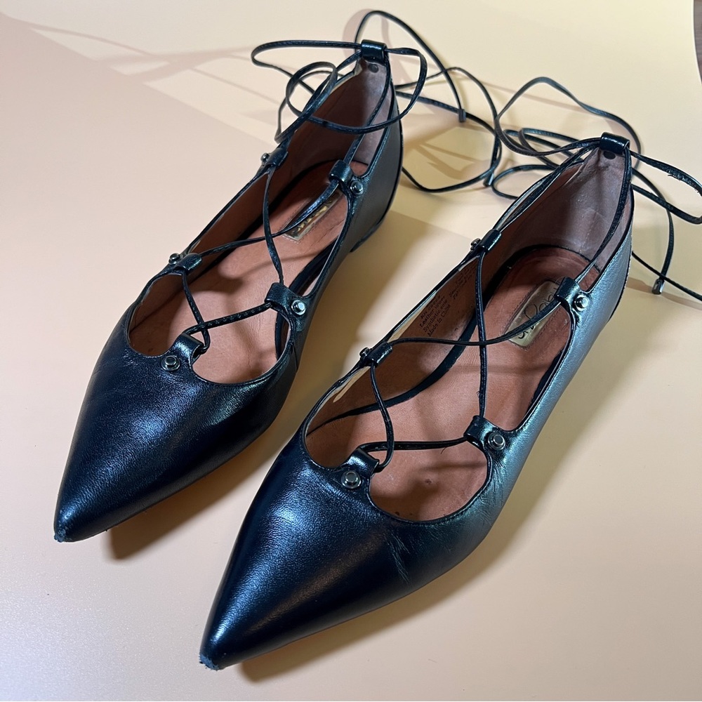 Halogen Lace-Up Pointed Toe Flats